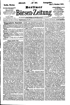 Berliner Börsen-Zeitung vom 05.10.1857