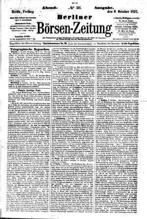 Berliner Börsen-Zeitung vom 09.10.1857
