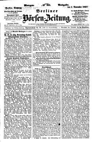 Berliner Börsen-Zeitung vom 01.11.1857