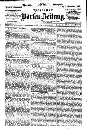 Berliner Börsen-Zeitung vom 07.11.1857