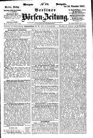 Berliner Börsen-Zeitung vom 13.11.1857