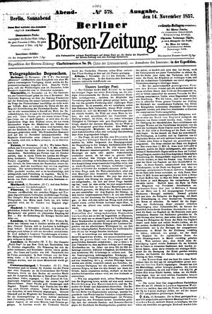 Berliner Börsen-Zeitung vom 14.11.1857