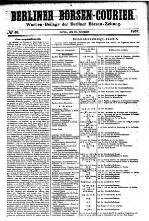 Berliner Börsen-Zeitung vom 19.11.1857