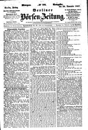 Berliner Börsen-Zeitung vom 20.11.1857