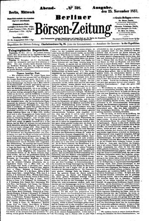 Berliner Börsen-Zeitung vom 25.11.1857