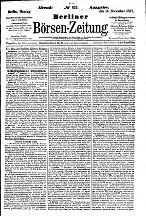 Berliner Börsen-Zeitung vom 14.12.1857