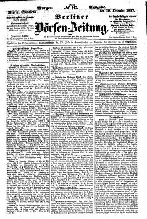 Berliner Börsen-Zeitung vom 19.12.1857