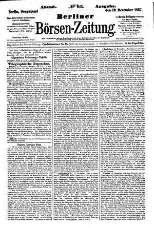 Berliner Börsen-Zeitung vom 19.12.1857