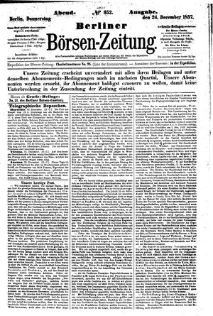 Berliner Börsen-Zeitung vom 24.12.1857