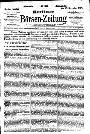 Berliner Börsen-Zeitung vom 27.12.1857