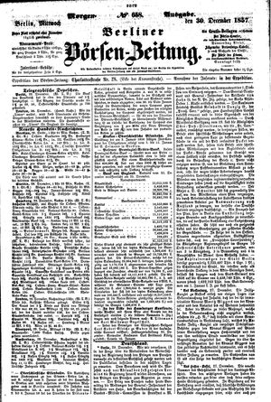 Berliner Börsen-Zeitung vom 30.12.1857