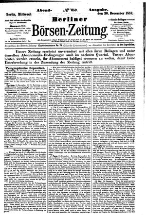 Berliner Börsen-Zeitung vom 30.12.1857