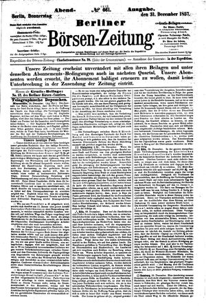 Berliner Börsen-Zeitung vom 31.12.1857
