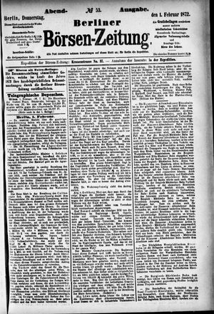 Berliner Börsen-Zeitung vom 01.02.1872