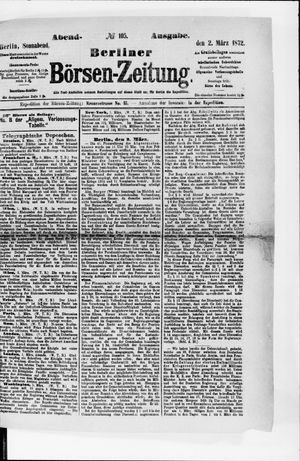 Berliner Börsen-Zeitung vom 02.03.1872