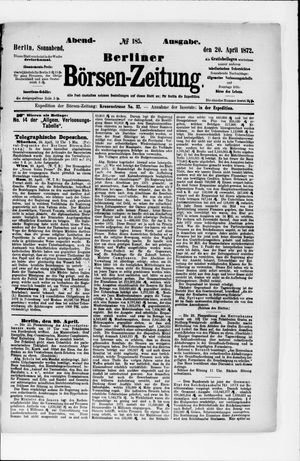 Berliner Börsen-Zeitung vom 20.04.1872