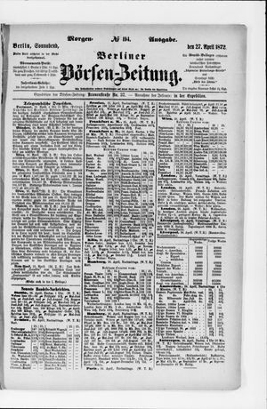 Berliner Börsen-Zeitung vom 27.04.1872