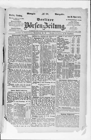 Berliner Börsen-Zeitung vom 30.04.1872
