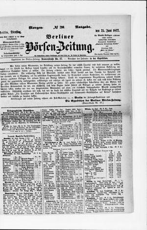 Berliner Börsen-Zeitung vom 25.06.1872