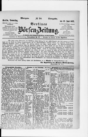 Berliner Börsen-Zeitung vom 27.06.1872