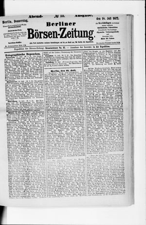 Berliner Börsen-Zeitung vom 18.07.1872