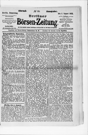 Berliner Börsen-Zeitung vom 01.08.1872