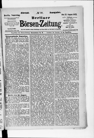 Berliner Börsen-Zeitung vom 22.08.1872