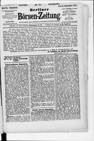 Berliner Börsen-Zeitung vom 21.09.1872