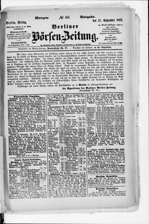 Berliner Börsen-Zeitung vom 27.09.1872