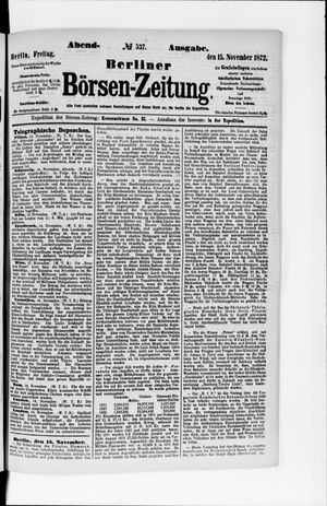 Berliner Börsen-Zeitung vom 15.11.1872