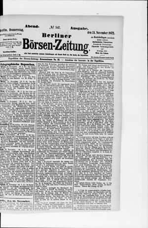 Berliner Börsen-Zeitung vom 21.11.1872