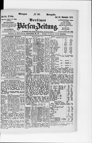 Berliner Börsen-Zeitung vom 22.11.1872