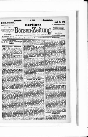 Berliner Börsen-Zeitung vom 03.05.1873