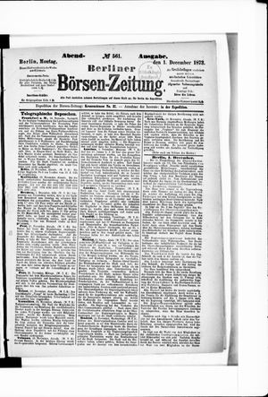 Berliner Börsen-Zeitung vom 01.12.1873