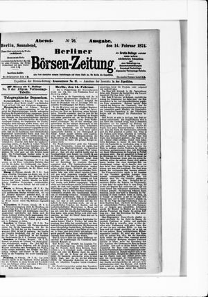 Berliner Börsen-Zeitung vom 14.02.1874