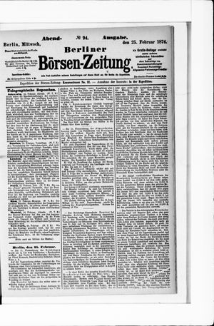 Berliner Börsen-Zeitung vom 25.02.1874
