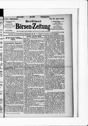 Berliner Börsen-Zeitung vom 25.04.1874