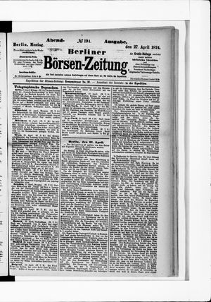 Berliner Börsen-Zeitung vom 27.04.1874