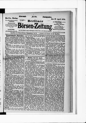 Berliner Börsen-Zeitung vom 27.04.1874