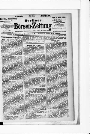 Berliner Börsen-Zeitung vom 07.05.1874