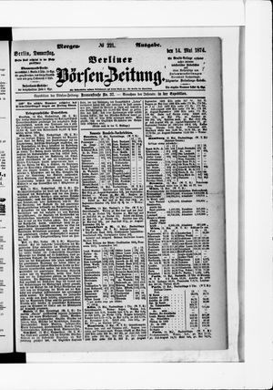 Berliner Börsen-Zeitung vom 14.05.1874