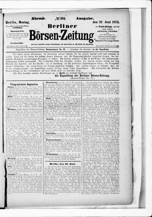 Berliner Börsen-Zeitung vom 22.06.1874
