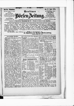 Berliner Börsen-Zeitung vom 27.06.1874