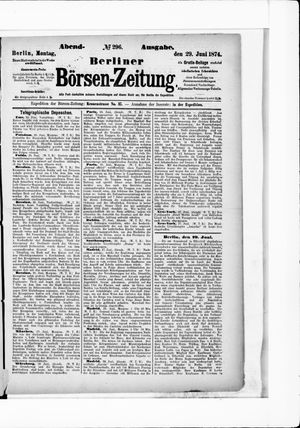 Berliner Börsen-Zeitung vom 29.06.1874