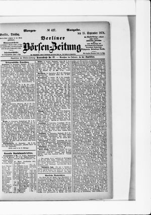 Berliner Börsen-Zeitung vom 15.09.1874