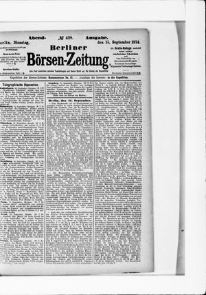 Berliner Börsen-Zeitung vom 15.09.1874