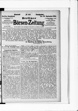 Berliner Börsen-Zeitung vom 26.09.1874