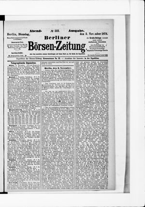 Berliner Börsen-Zeitung vom 03.11.1874