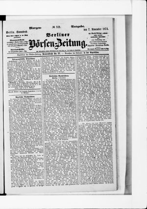 Berliner Börsen-Zeitung vom 07.11.1874