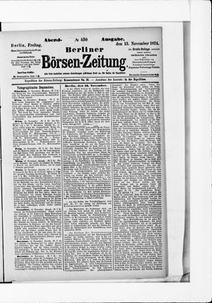 Berliner Börsen-Zeitung vom 13.11.1874